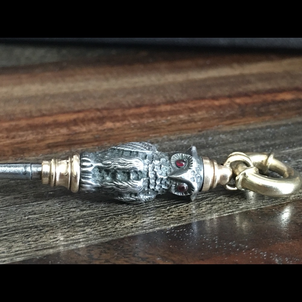 SOLD IN BUNDLE Antique Owl Watch Chain Key Fob 🦉 - Picture 3 of 6